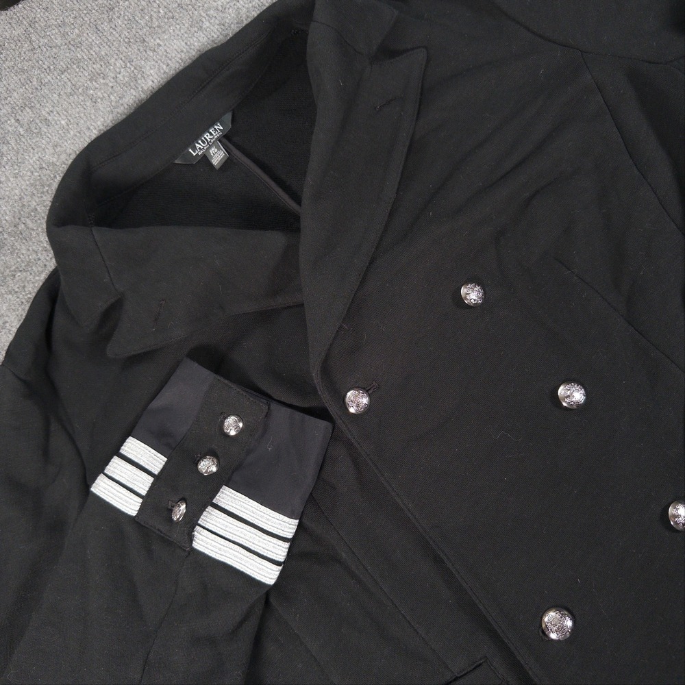 Lauren Ralph Lauren Black Military Blazer Silver Crest Buttons Women 2XL #4983